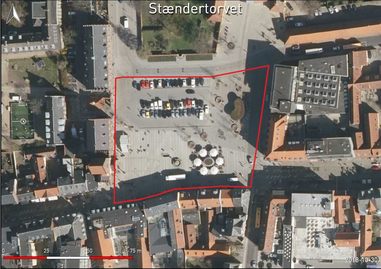 Flyfoto Stændertorvet med mål
