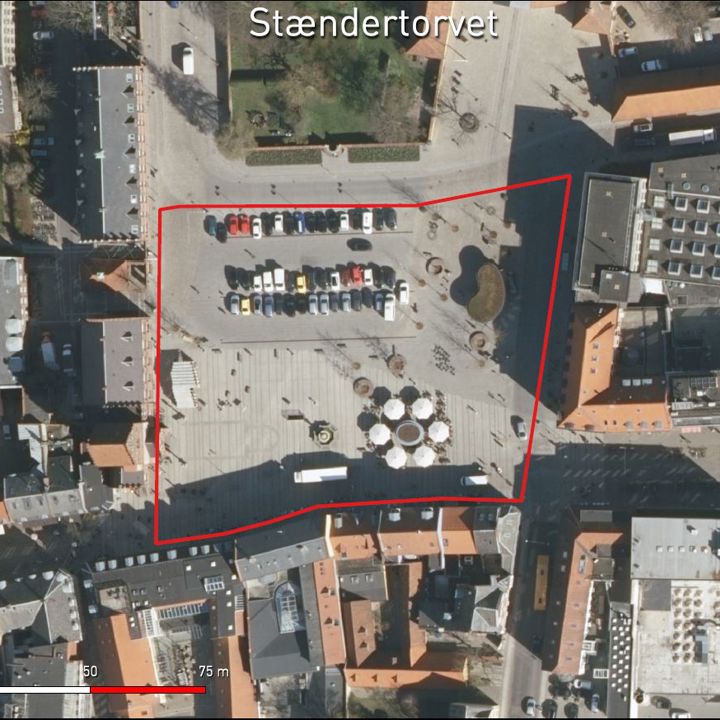 Flyfoto Stændertorvet med mål